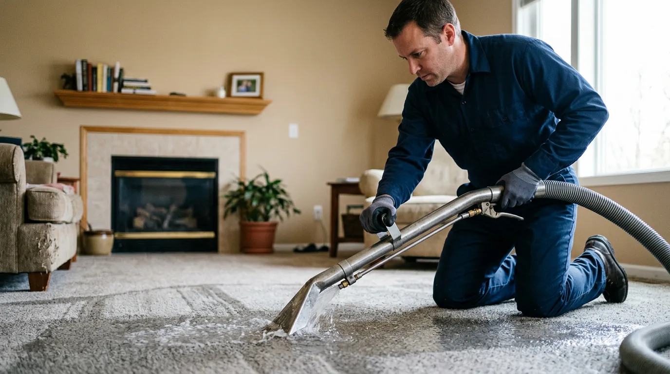 Water damage restoration technician working near Maud, OK